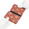 [Inden-ya] Inden Business Card Case, Large Capacity, Deerskin Leather, Red with White Lacquer, Hydrangea Pattern, 2501-13-174