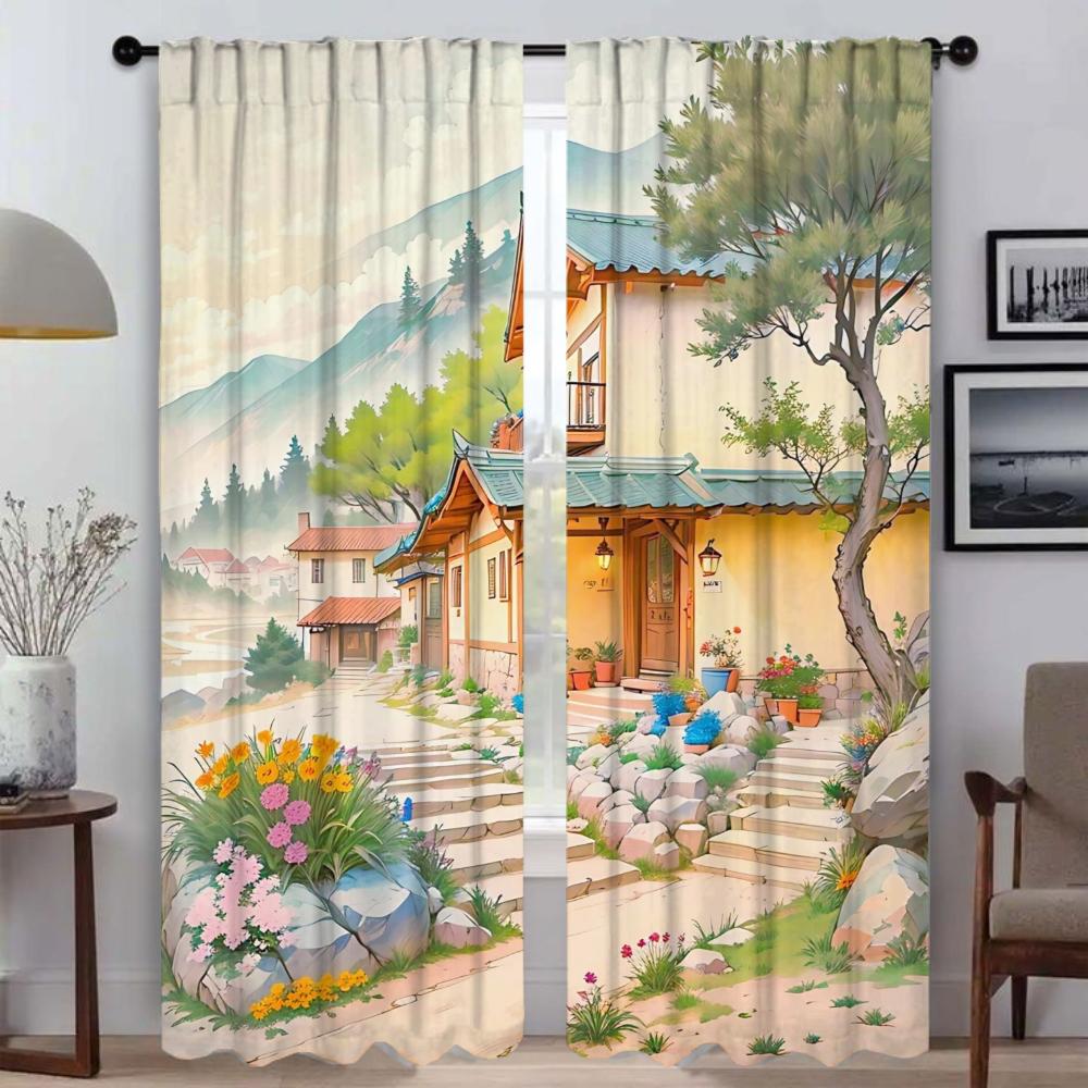 Autumn Days Myggnät 2 Delar Tyll för Sovrum Mörkläggningsgardin Avskärmning Rullgardiner Heminredningsgardiner Rum