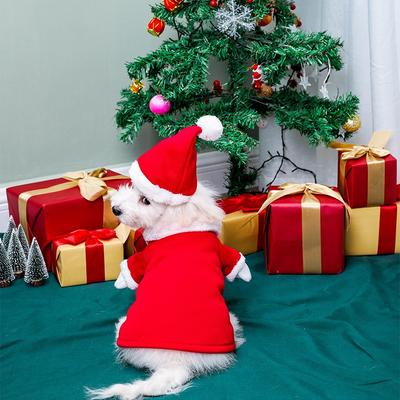 Costume de Noël pour animal de compagnie avec chapeau Tenue 3D en polaire peluche pour chats petits chiens Vêtement chaud de fête Fournitures de décoration réutilisables pour animal de compagnie