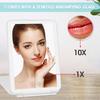 Portable Foldable Travel Makeup 10x 3 Colors LED Light Cosmetic Mirror Touch Screen Stepless Dimming USB Travel Dressing Glass