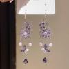 Silver Needle Heart Zircon Rhinestone Earrings - High-End Fashion Design