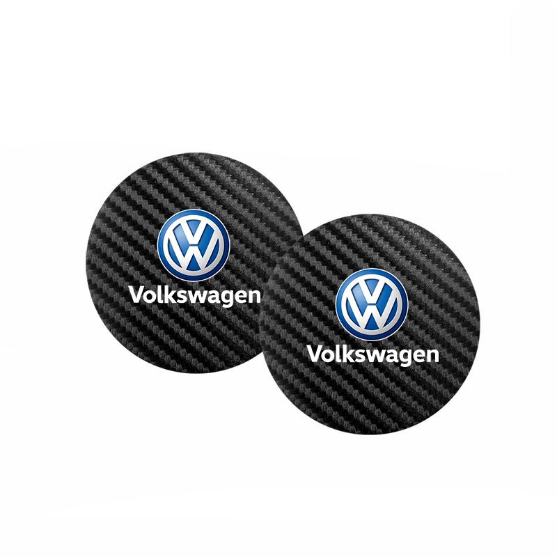 

2026 Hot For Volkswagen VW 2Pcs Car Leather Coaster Anti-noise Water Cup Pad Mat For VW GTI R Line Polo Golf Passat Tiguan Arteo