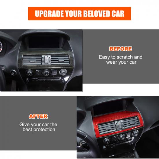 Red Carbon Fiber Center Air Vent Panel Sticker For BMW 6 Series E63 E64 2004-10