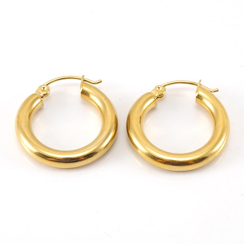 18K Gold Titanium Steel Hollow Hoop Earrings for Women - Versatile and Stylish
