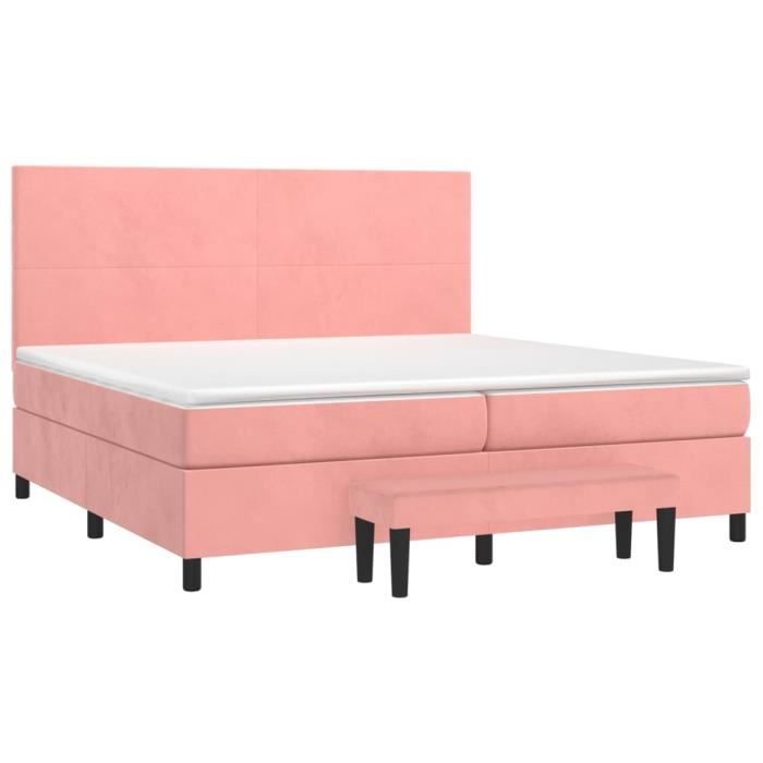 3137748 vidaXL Divan Bed with Mattress Pink 200x200 Cm Velvet