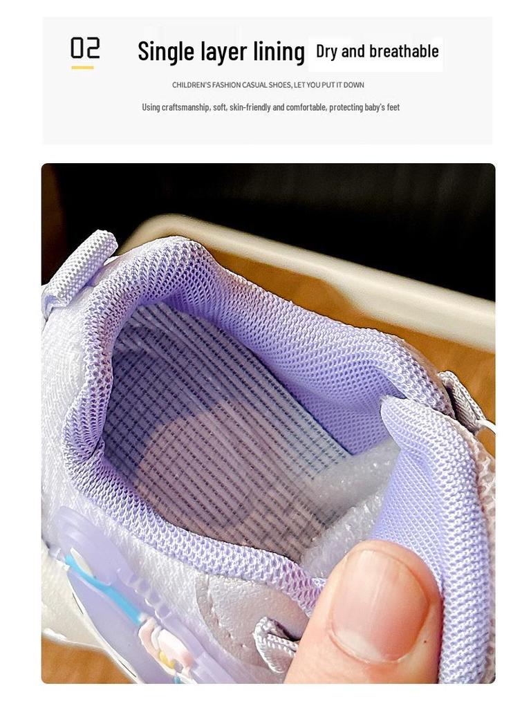 2025 Girls' Breathable Light-Up Sports Shoes: Soft Sole, Anti-Slip, Mesh Design for Spring/Autumn.