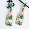 Pinkdudu Vintage Champagne Bottle Drop Earrings Fashion Alloy Inlaid Rhinestone Pearl Dangle Earrings for Women Jewelry PD610