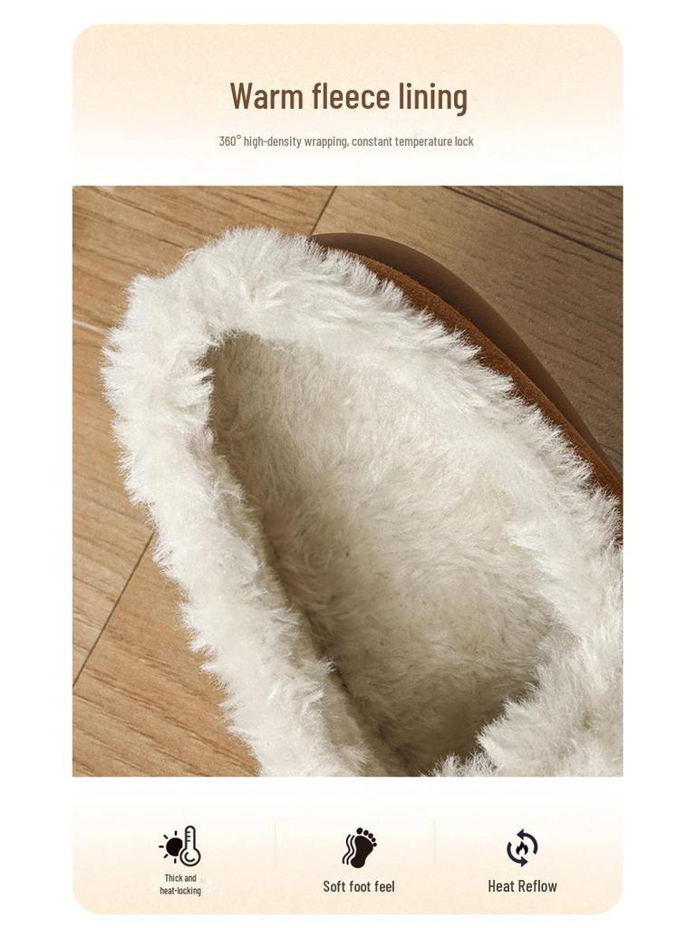 ZHR Zeze Plus Velvet Women's Genuine Leather Winter Snow Boots