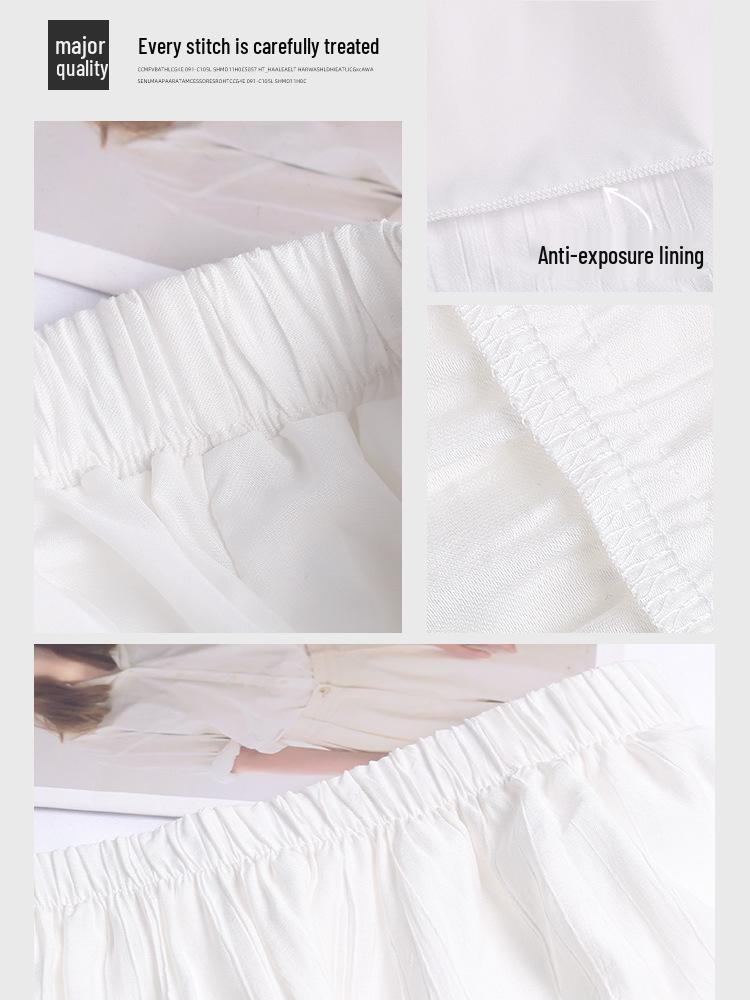 Women's White High-Waist A-line Long Skirt - 2026 Spring/Autumn Collection