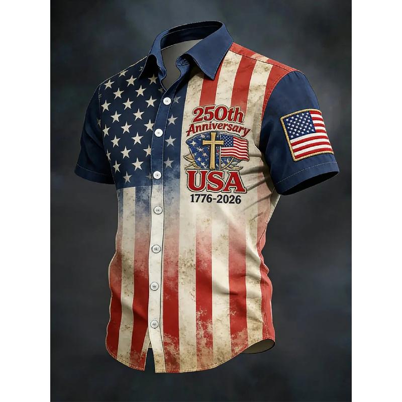New Summer Men's Printed Casual Breathable Loose Short-Sleeve Shirt