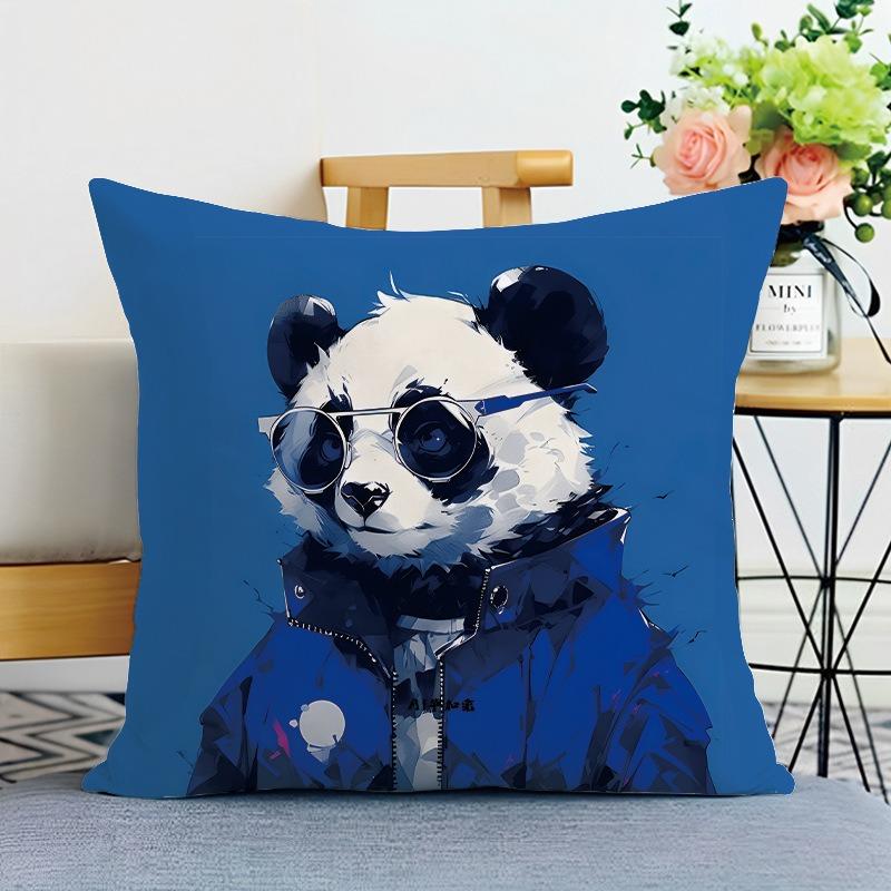 Cute Panda Print Decorative Pillowcase Bedroom Living Room Square Cushion Pillowcase