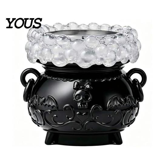 Haunted House Props Halloween Cauldron LED Bubble Light Decor, Color Changing Witch Potion Lamp with Mysterious Purple Lights Light, Spooky