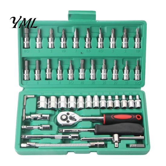 Portable Tool Box Professional Socket Wrench Set, Cr-V Steel Alloy Ratchet/Hex Multi-Bit Ratchet Kit with Storage Case for Home Maintenance