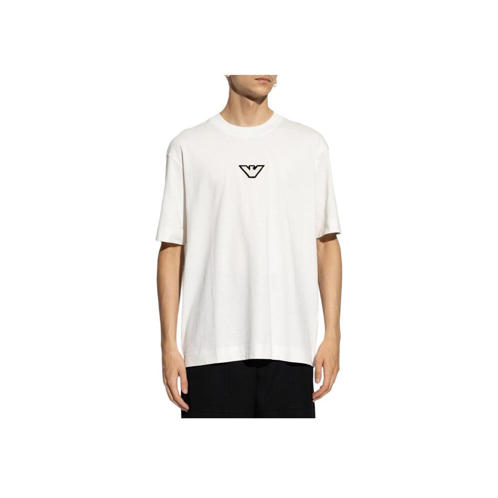 Emporio Armani Ss24 Eagle Logo Embroidered Crew Neck Short Sleeve T-Shirt Men Tops White 6D1TD7-1JOCZ-01C2
