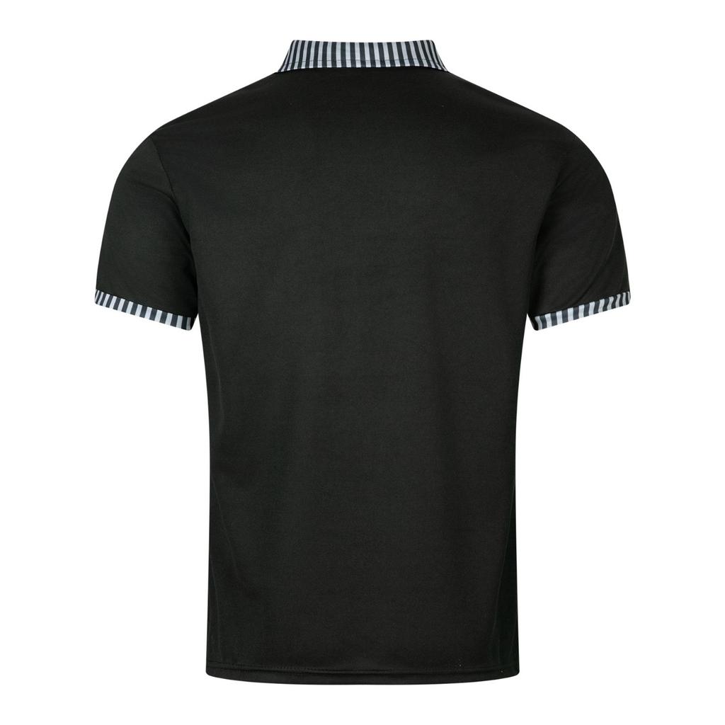 New men's casual POLO shirt pockets buttons long placket lapel striped matching colour splicing T-shirt tops