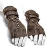 Men's Retro Punk Half-Finger Leather Motorcycle Riding Gloves