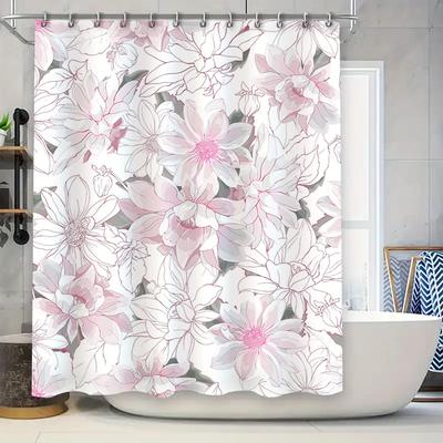 Whimsical Floral Bath Shower Curtain Pink Bloom Decor for Your Bathroom
