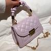 Yousheng Women Quilted Diamond Pattern Shoulder Bag Stylish Top Handle Bag with Chain Strap Stylish Crossbody Bag Solid Color Handbag for Commuting
