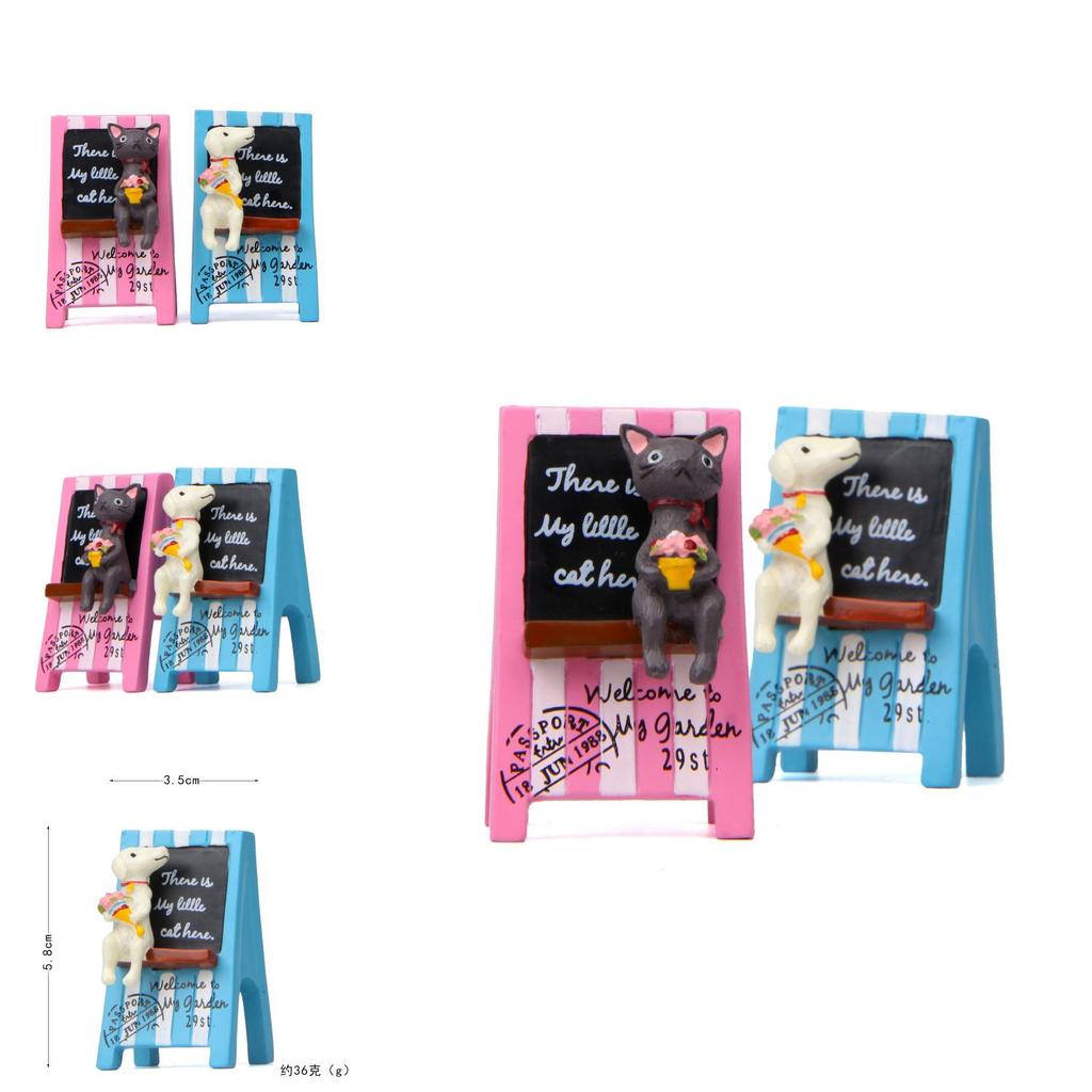 Creative Letter Billboard Holding Flower Cat And Dog Scene Model For Office Decor And Gifts