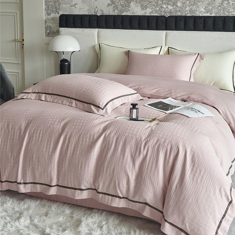 Pure Lust Style Cotton Type A Washed Long-staple Cotton Jacquard Four-piece Set 100 Count Four-piece Set