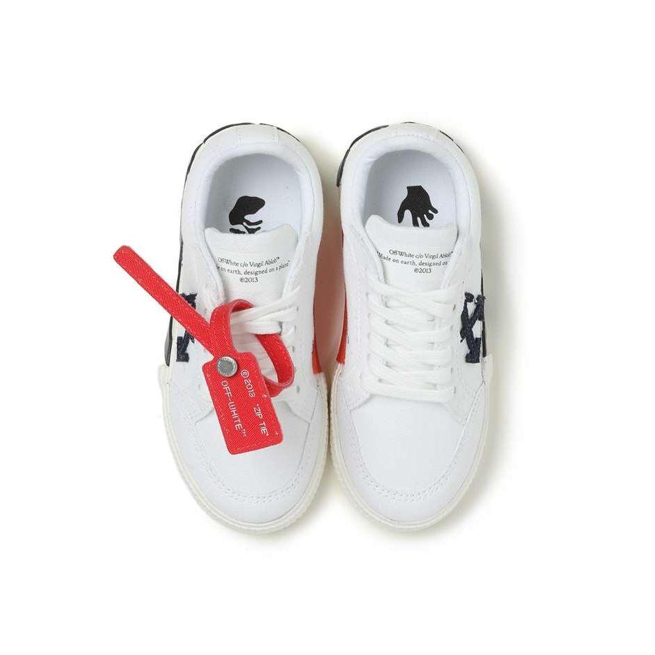 Off-White Cotton Low-Top Lace-Up Fashion Sneakers Kids Sneakers White Black OBIA003S22FAB0010146