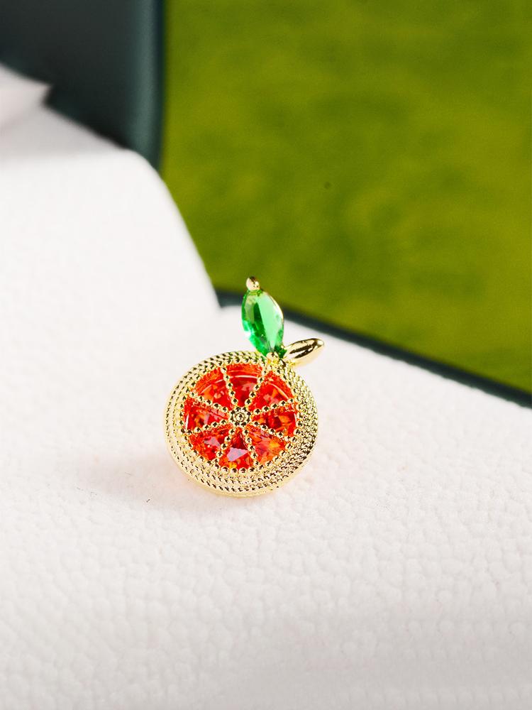 Summer Fashion Orange Anti Stray Brooch Button Cute Japanese Small Collar Pin Small Brooch Jewelry Fruit