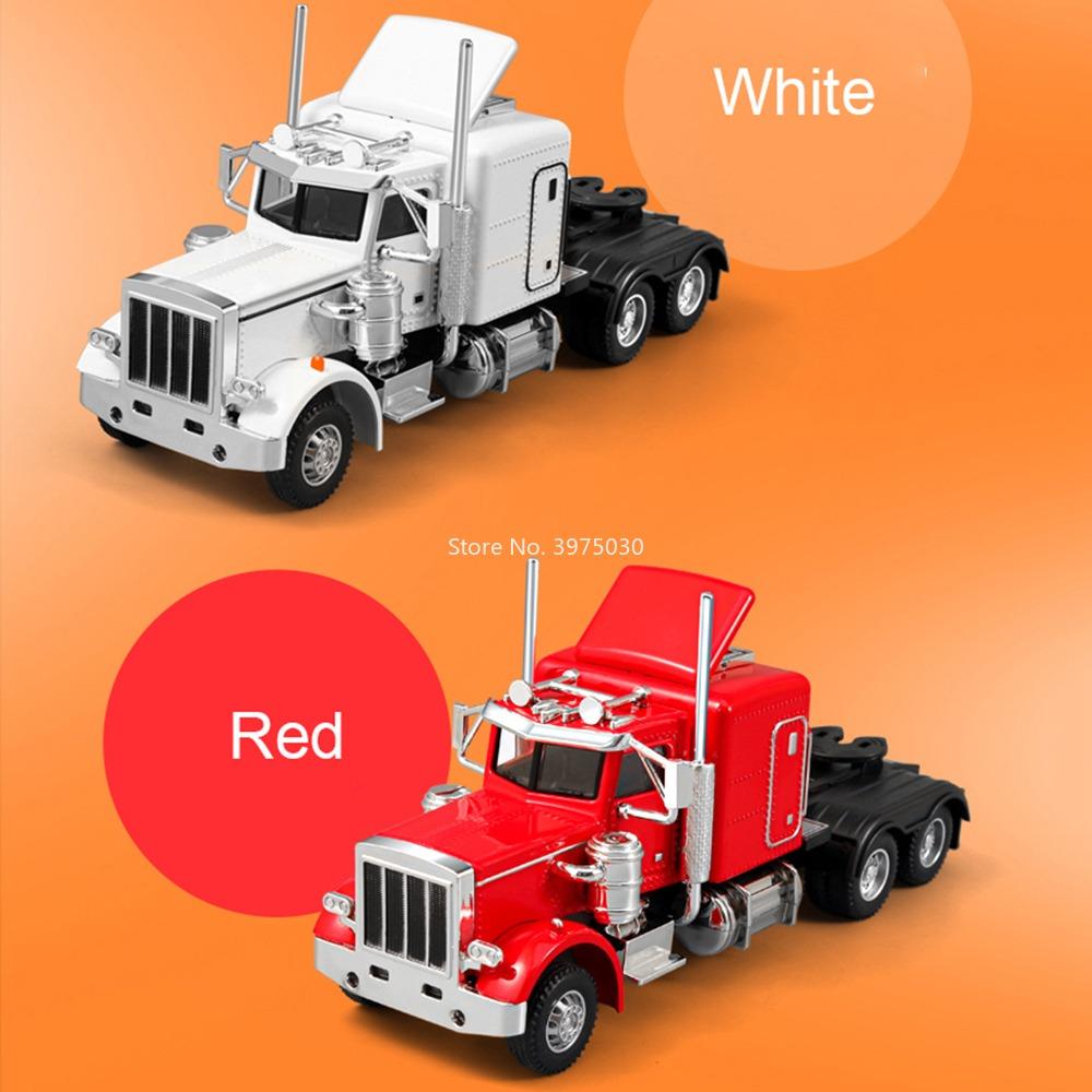 1:50 Alloy Heavy Trucks Toys Models Cars Container Vehicles Light Music Miniature Transport Car Rubber Tires Kids Gifts