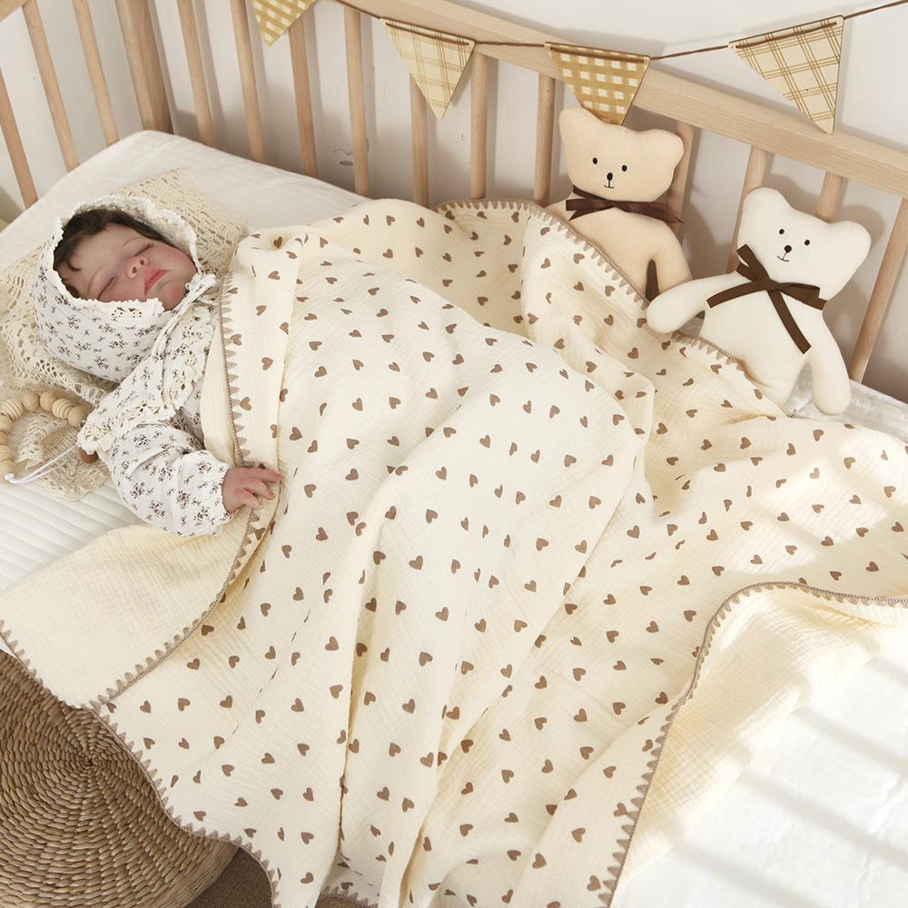 Babydecken für Betten 4-lagige Baumwoll-Swaddle-Musselin-Decke Bettwäsche Leinen Baby-Accessoires Neugeborenen-Badetuch Mutter Kinder