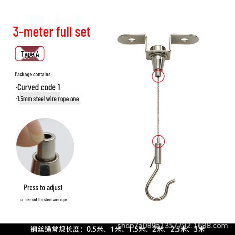 Stainless Steel Adjustable Wire Rope Hanging Hook for Art & Picture Displays
