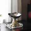 Circular Stainless Steel Storage Tray, Metal Tray, Pleated Wave Art Fruit Tray, Living Room Decoration, Kitchen Organizer