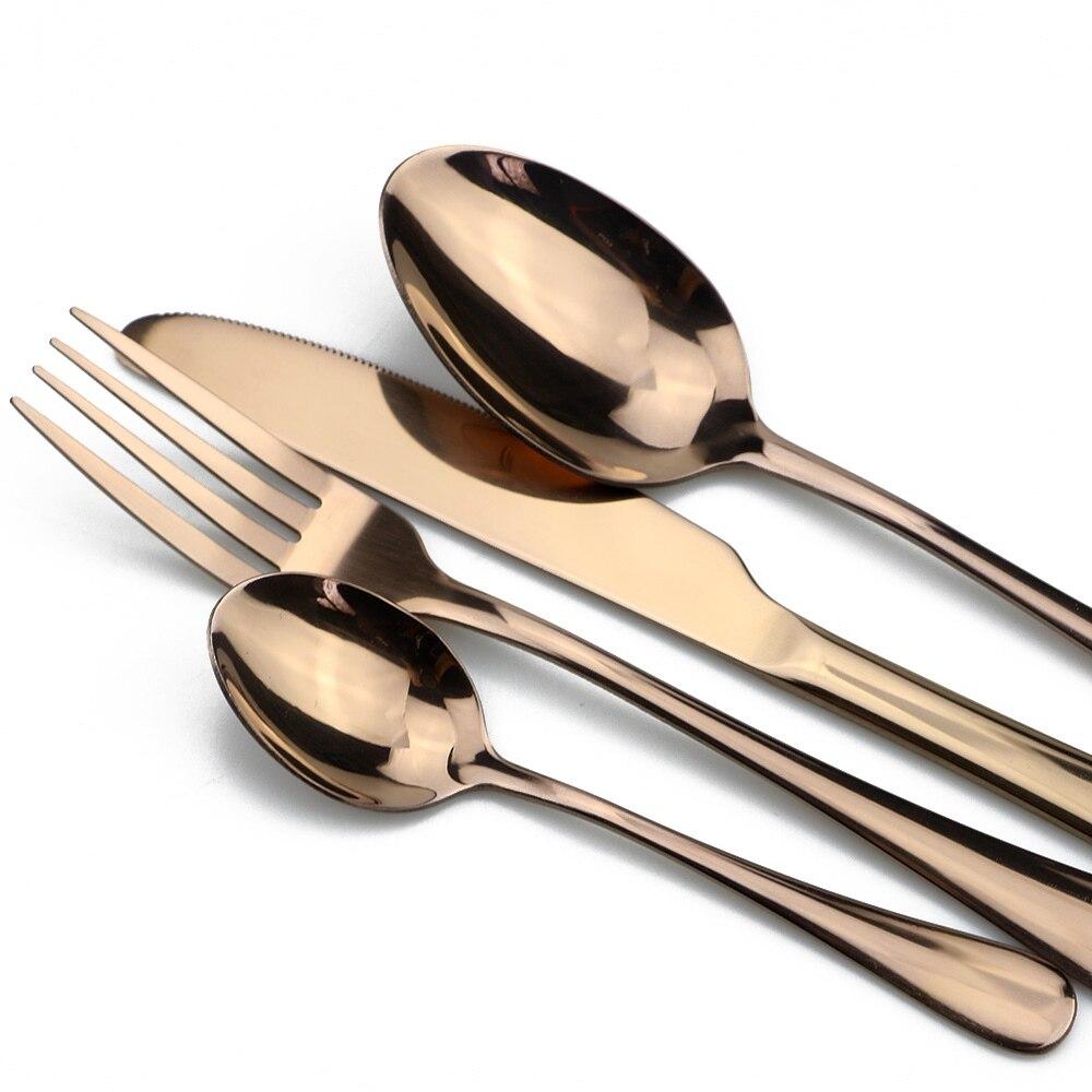 Set di Posate Arcobaleno Colorato Set di Posate in Acciaio Inossidabile 1/4 Pz Set di Forchetta e Coltello Nero Stoviglie Oro Argento Set per Cibo Occidentale