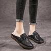 2025 summer new hole sandals first layer cowhide retro style soft sole comfortable middle-aged and elderly mother shoes half slippers