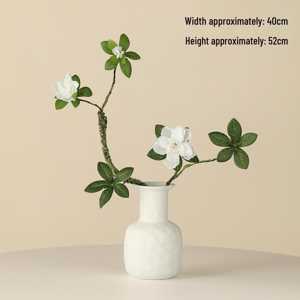 Minimalist Zen Azalea Arrangement: High-End Artificial Potted Plant for Living Room Decor