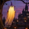 Ghost Decor with Hat Halloween Swing 2 Hats, Ornament LED Creepy String Light, Remote Control Glowing Hanging for Tree Porch Garden Swinging Pendant