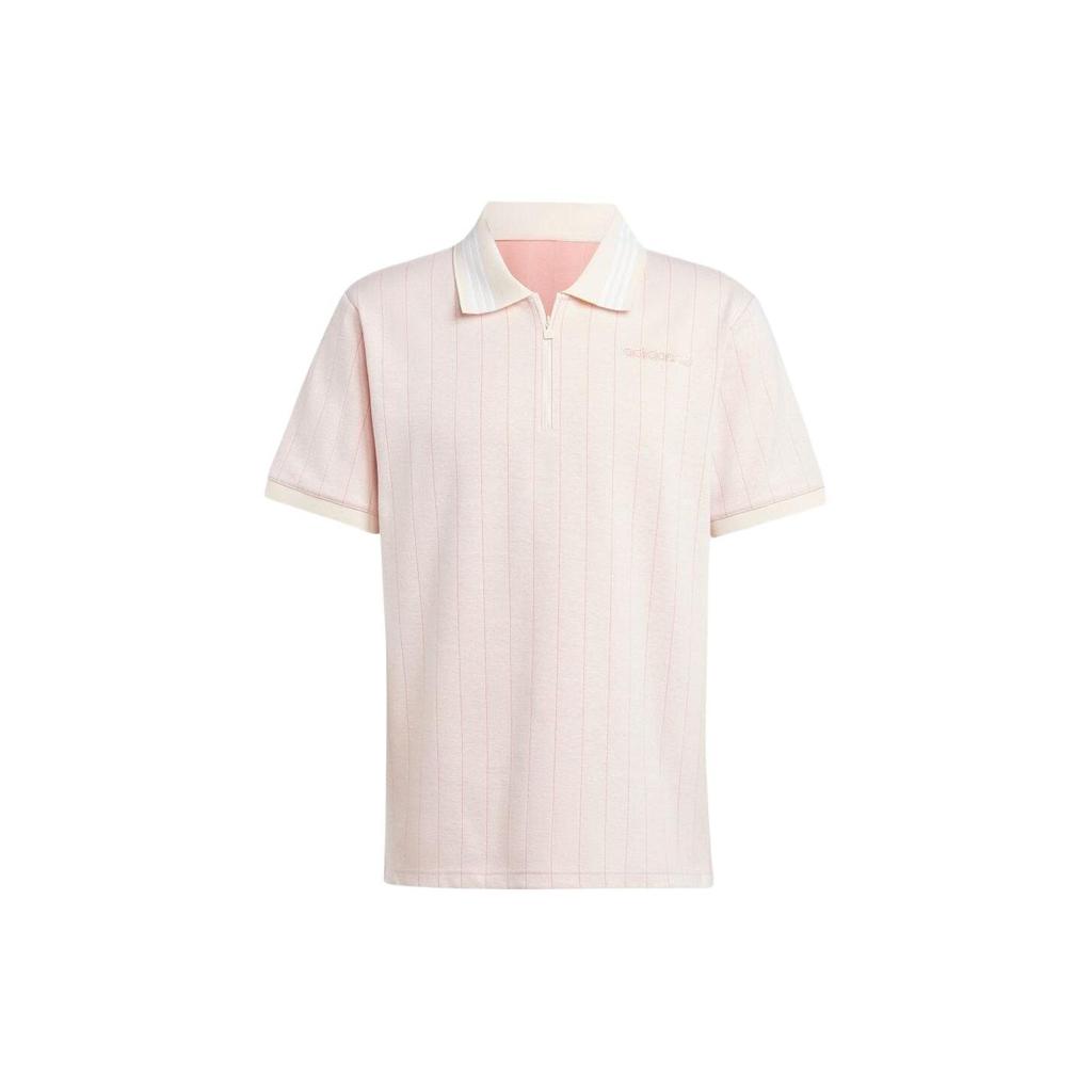 Adidas Originals Striped Embroidered Logo Polo Shirt Men Tops Light-Pink IU0209