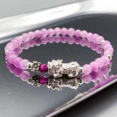 Silver Vihu Purple Angelite Gemstone Bracelet with Witch's Workshop Crystal