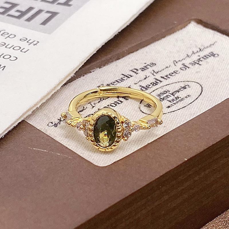 Medieval Personalized Retro Enamel Dripping Oil Inlaid Zir*****Pening Ring Niche Light Luxury High-End Ring Woman