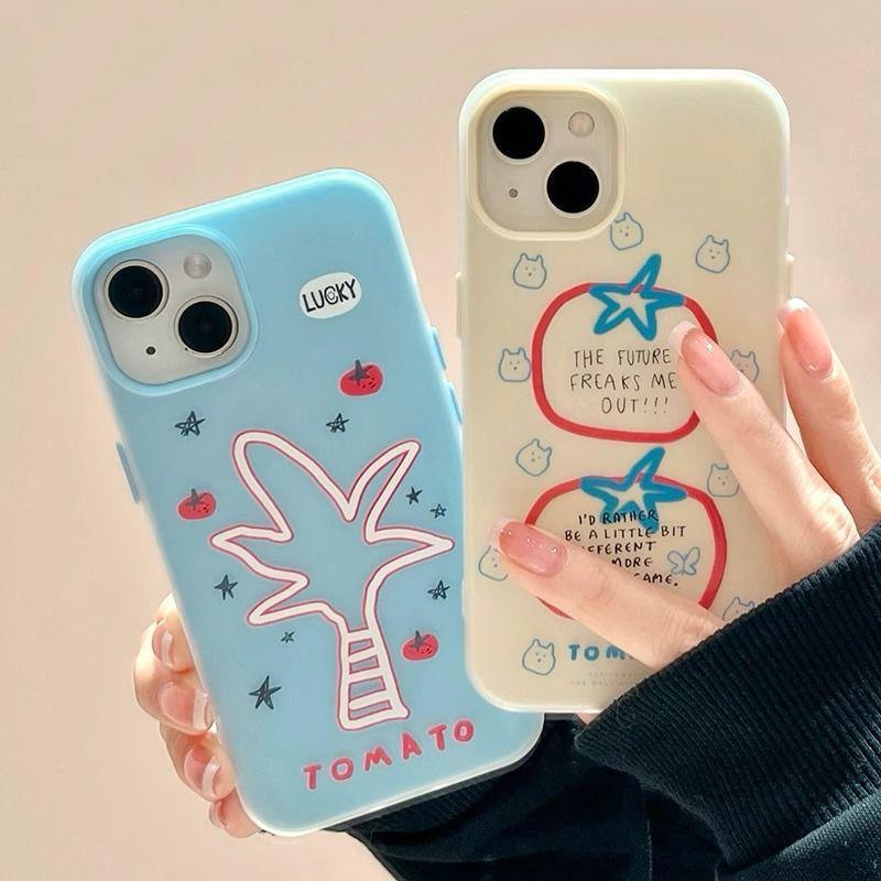 Graffiti Coconut Tree Tomato Apple 16 15promax Mobile Case Applicable To IPhone 14 Skin Scrub 13 17 Sets