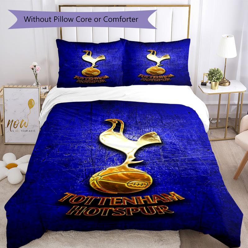 Tottenham Hotspur F.C Design Muster Bettbezug-Set – enthält 1 Bettbezug und 2 passende Kissenbezüge Schlafzimmerdekoration Weihnachtsgeschenke