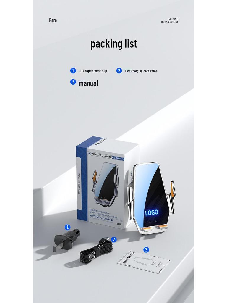 Luminous Car Logo Wireless Charger with Infrared Sensor and Auto Electric Opening Phone Holder for Specific Car Model