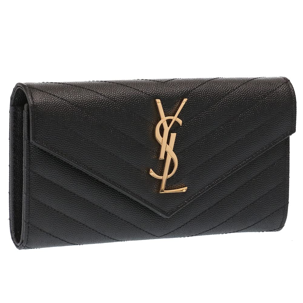 

Подвійний довгий гаманець SAINT LAURENT Monogram Leather Caviar Skin 372264 BOW01 1000 Black Gold Hardware [Saint Laurent] Women [Item] чорний