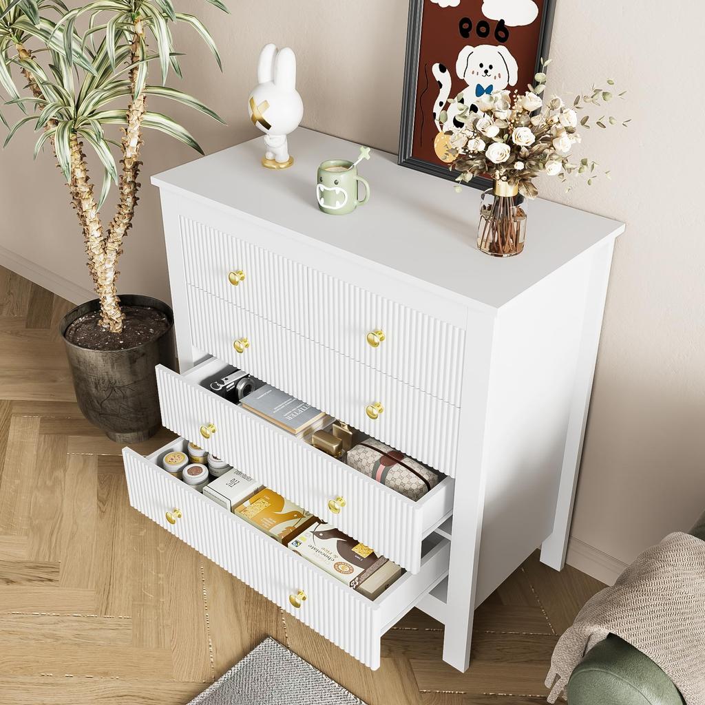 Chest of Drawers with 5 Drawers, Modern Sideboard with Storage Space, for Dining Room, Living Room & Bedroom