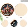 2D Flat God Bless America Patriotic Round Wooden Sign, Vintage Star & US Capitol Plaque with American Flag, 4th of July Hanging Decor for Front