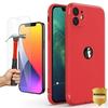 Triecienizturīgs vāciņš - E.F.CONNECTION - iPhone 13 (6,1 collas) - Matēts sarkans - Elastīgs - Rūdīts stikls