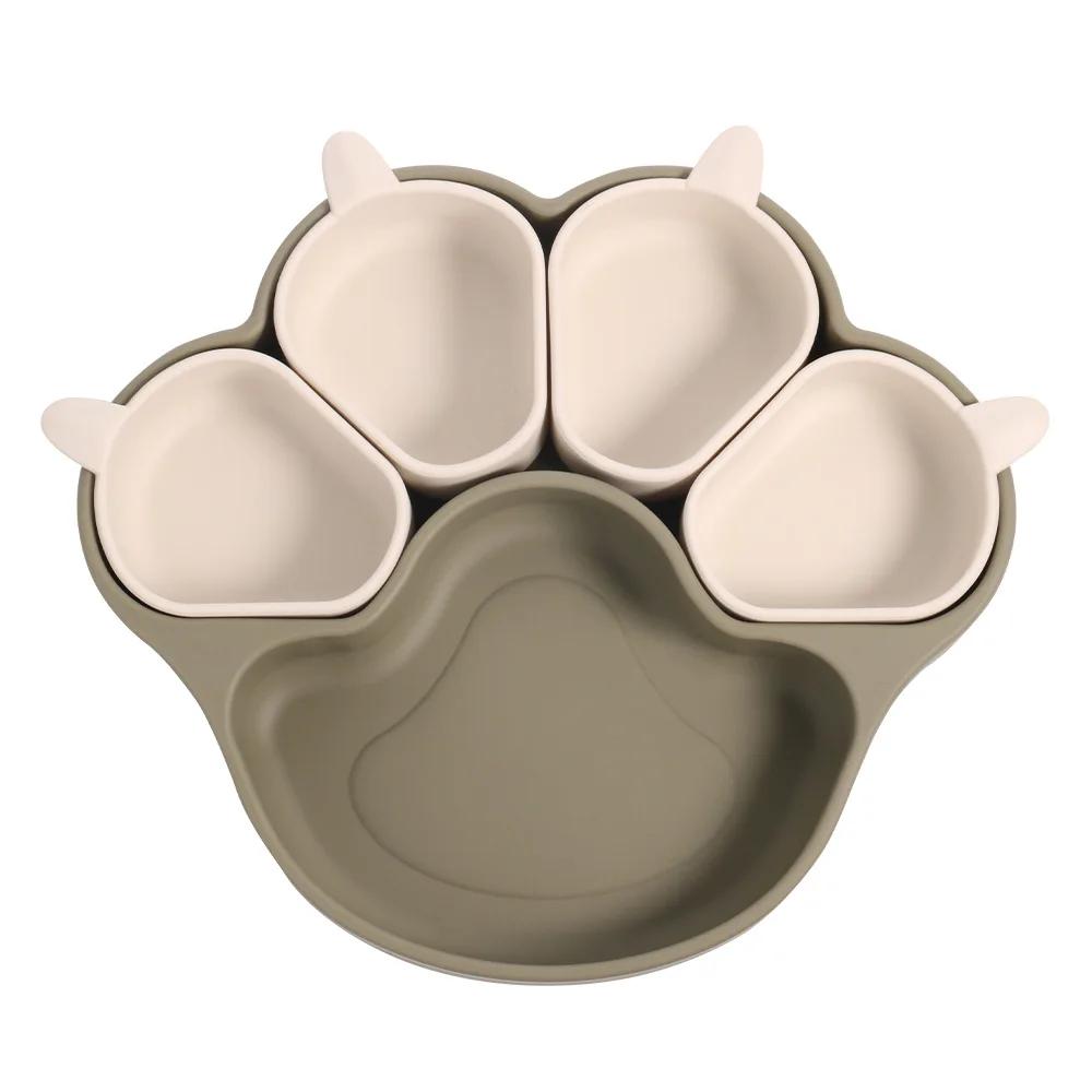 Soft Silicone Baby Feeding Set with Suction Bowl Plate Spoon Fork Toddler Training Tableware BPA Free Dishwasher Safe Easy Clean