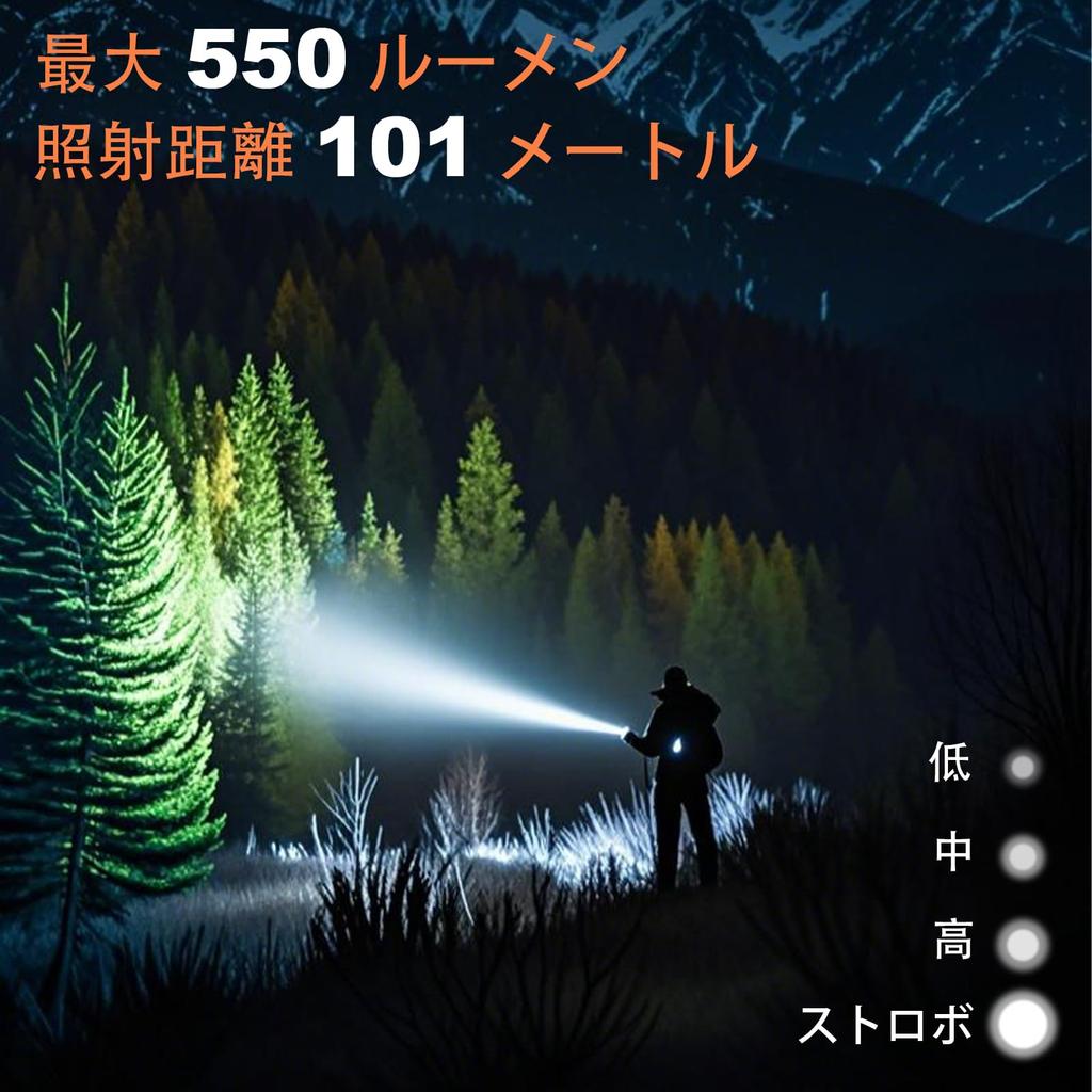 JeckLamp LED 550 IPX8 4 101m Beam AAA Battery Operated Light, Lumens, Waterproof, Modes, Distance, (JE007) (Black)