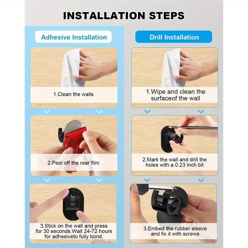 1/2Pcs Adjustable Curtain Rod Clip Self Adhesive Clamp Hook Curtain Rod Holder Wall Bracket Holder Nail-Free Wall Hanging Clip