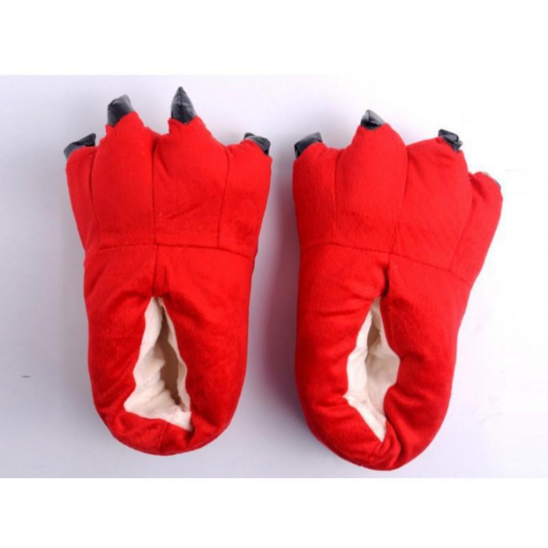 Superweiche Fleece-Tierpfoten-Hausschuhe für Damen & Herren - Gemütliche Baumwoll-Winterschuhe, Fersenbedeckt, Blau/Grün.