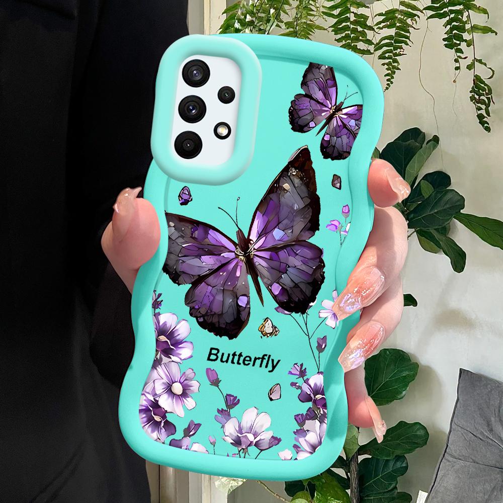 

Окрашенный узор Big Wave Edge Мягкий силиконовый материал Macaron чехол для телефона противоударный защитный резиновый чехол для Samsung Xiaomi Poco Redmi Samsung A04E синий