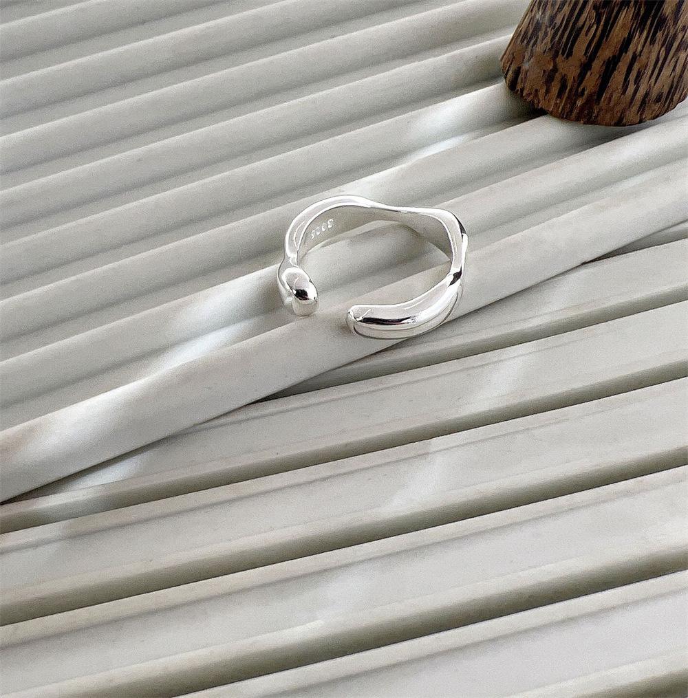 S925 Sterling Silver Irregular Shape Ring ins Wind Personality Open Index Finger Ring Silver Ring